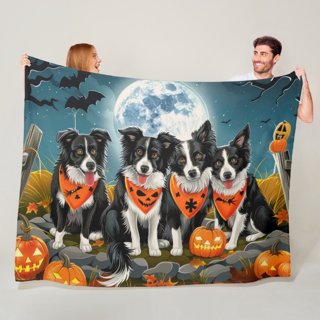 Border Collie Halloween Spooky Fleecedecke (Beispiel)