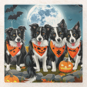 Border Collie Halloween Spooky Glasuntersetzer