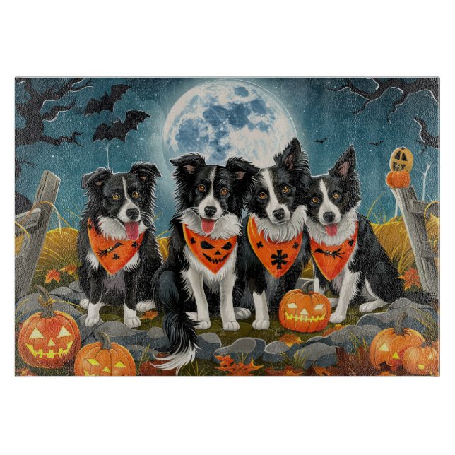 Border Collie Halloween Spooky Schneidebrett (Vorderseite)
