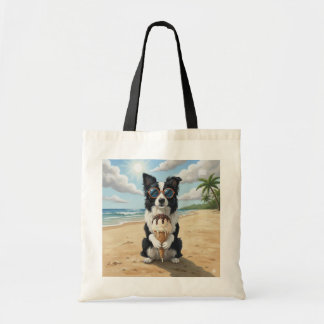 Border Collie hält Eiscreme-Kegel Tragetasche