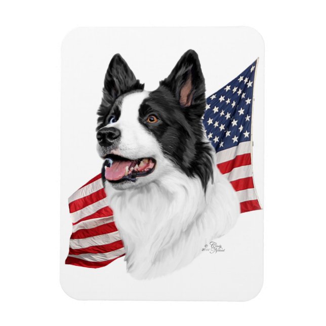 Border Collie Head mit Flag-Magnet Magnet (Vertikal)