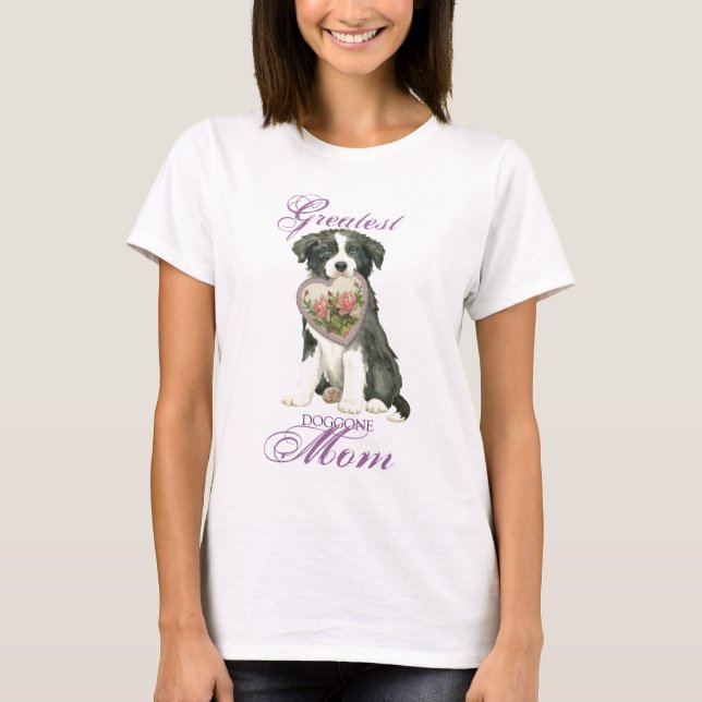 Border Collie Heart Mama T-Shirt (Vorderseite)