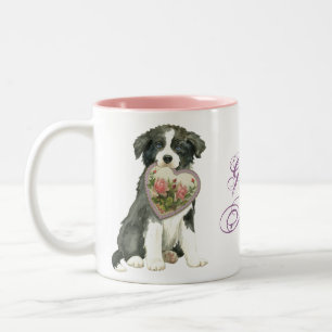 Border Collie Heart Mama Zweifarbige Tasse