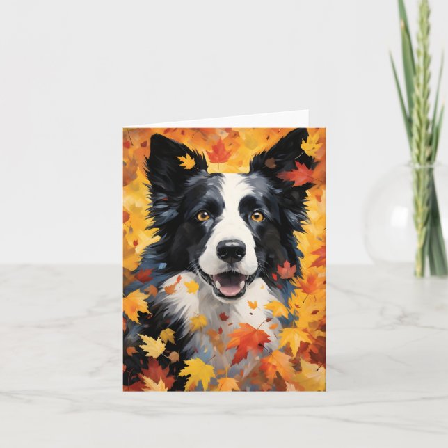 Border Collie Herbst Erntedank Karte (Vorderseite)