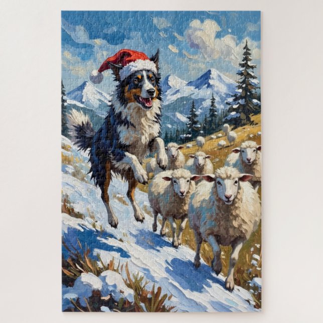 Border Collie Herding Christmas Snowballs Hat (Vertikal)