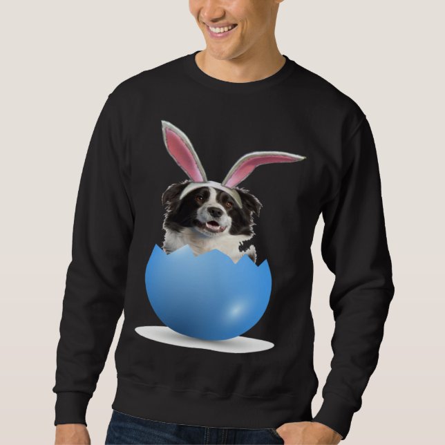 Border Collie Herding Dog Easter Bunny Egg Hunting Sweatshirt (Vorderseite)
