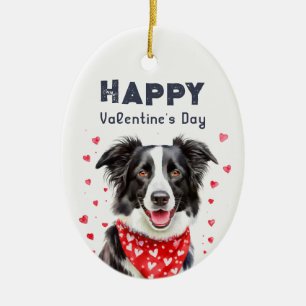 Border Collie Herz Halstuch Valentinstag Foto Keramik Ornament