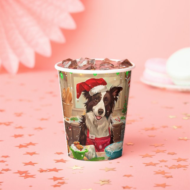 Border Collie Holiday Baking: Feierliche Weihnacht Pappbecher (Insitu)