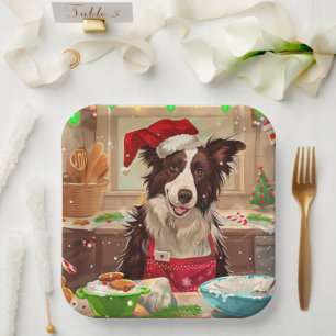 Border Collie Holiday Baking: Feierliche Weihnacht Pappteller