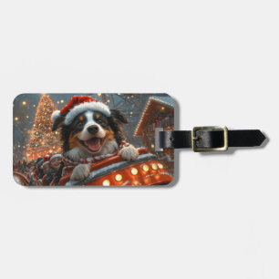 Border Collie Hund Achterbahn Weihnachten Gepäckanhänger