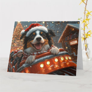 Border Collie Hund Achterbahn Weihnachten Karte