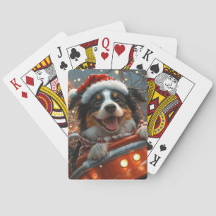 Border Collie Hund Achterbahn Weihnachten Spielkarten