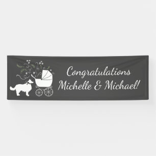 Border Collie Hund Baby Shower Welpe Grau Banner