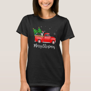 Border Collie Hund fährt auf rotem LKW Weihnachten T-Shirt