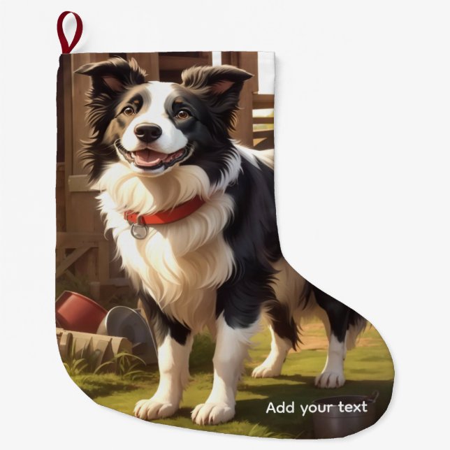 Border Collie Hund Großer Weihnachtsstrumpf (Vorderseite)