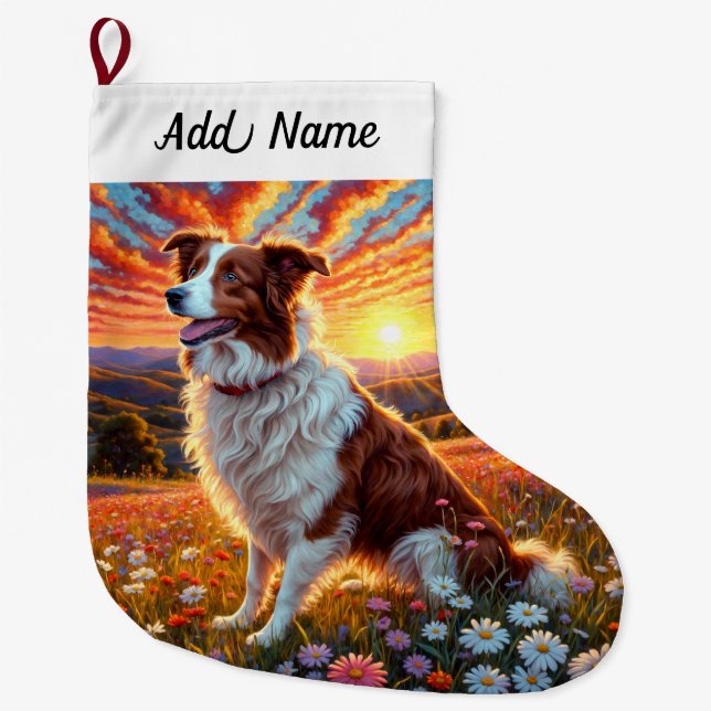 Border Collie Hund Großer Weihnachtsstrumpf (Vorderseite)