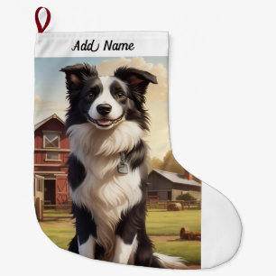 Border Collie Hund Großer Weihnachtsstrumpf