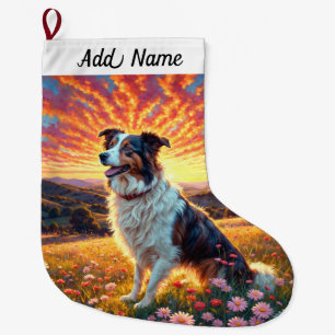 Border Collie Hund Großer Weihnachtsstrumpf