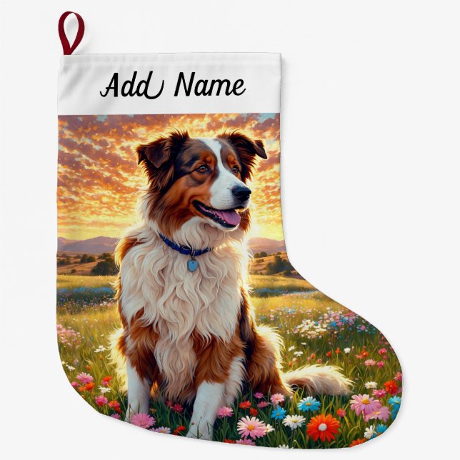 Border Collie Hund Großer Weihnachtsstrumpf (Vorderseite)