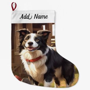 Border Collie Hund Großer Weihnachtsstrumpf