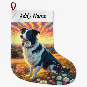 Border Collie Hund Großer Weihnachtsstrumpf