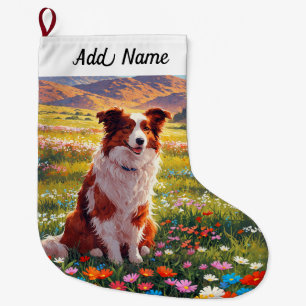 Border Collie Hund Großer Weihnachtsstrumpf