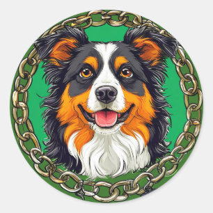 Border Collie Hund Haustierliebhaber Geschenk, Tie Runder Aufkleber