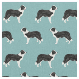 Border Collie Hund hellblau Stoff