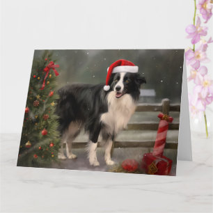 Border Collie Hund im Schnee Weihnachten Karte