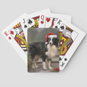 Border Collie Hund im Schnee Weihnachten Spielkarten