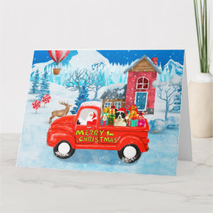 Border Collie Hund im Weihnachtslieferwagen Schnee Karte