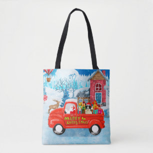 Border Collie Hund im Weihnachtslieferwagen Schnee Tasche