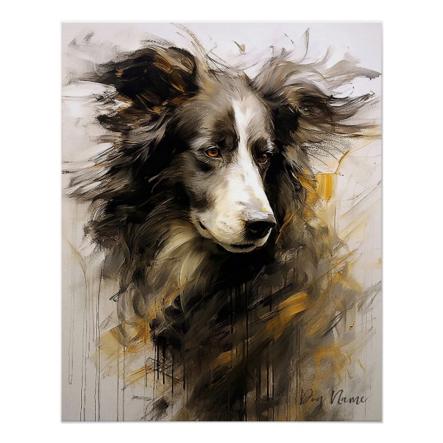 Border Collie Hund im Wind 002 - Yacobsen Deros Poster (Vorderseite)