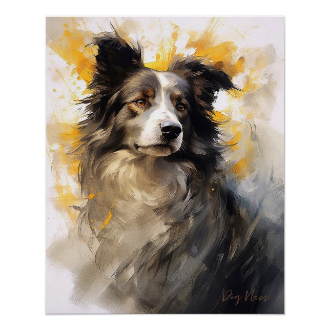Border Collie Hund im Wind 004 - Yacobsen Deros Poster (Vorderseite)