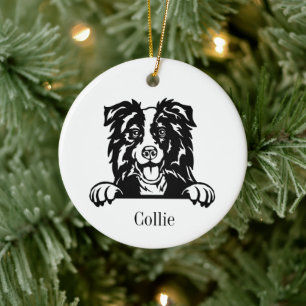 Border Collie Hund Keramik Ornament