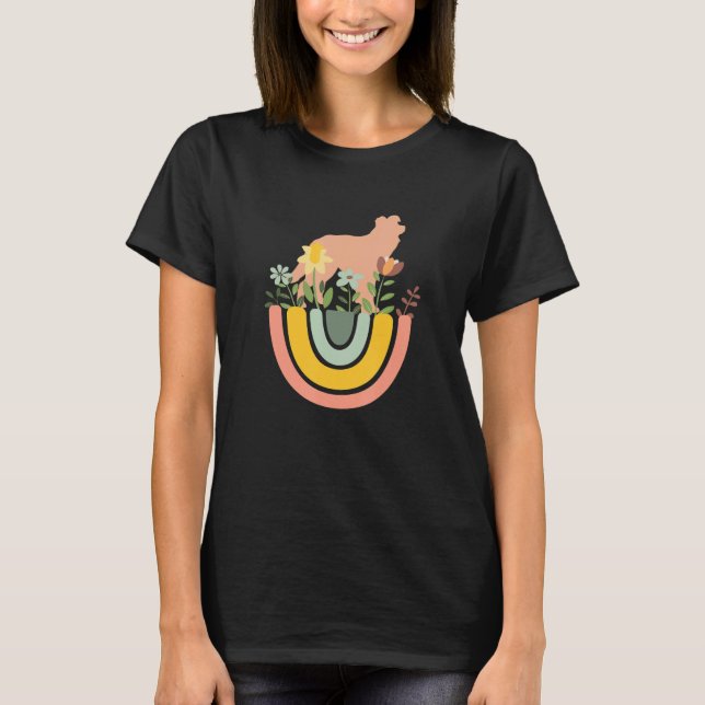 Border Collie Hund  Mama Papa Haustier Süß Regenbo T-Shirt (Vorderseite)