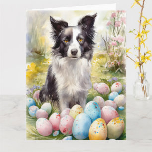 Border Collie Hund mit Ostereiern Feiertag  Karte
