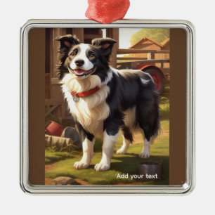 Border Collie Hund Ornament Aus Metall