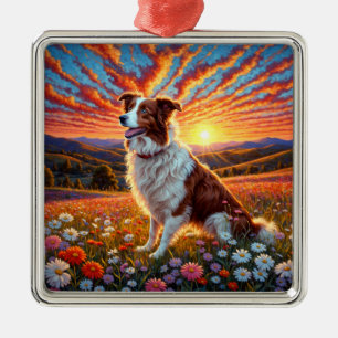 Border Collie Hund Ornament Aus Metall