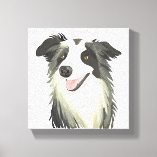 Border Collie Hund Schönes Haustier Wasserfarbe Leinwanddruck