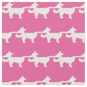 Border Collie Hund Silhouette Haustier Rosa Stoff