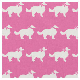 Border Collie Hund Silhouette Haustier Rosa Stoff