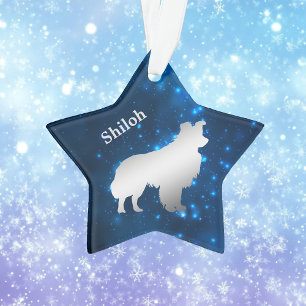 Border Collie Hund Stern Personalanhänger Ornament