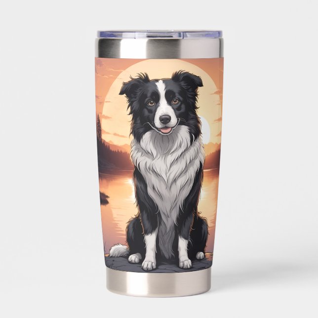 Border Collie Hund Thermobecher (Vorderseite)