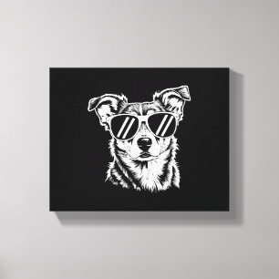 Border Collie Hund trägt Sonnenbrille Vintage Haus Leinwanddruck