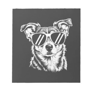 Border Collie Hund trägt Sonnenbrille Vintage Haus Notizblock