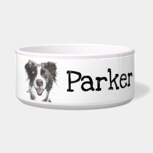Border Collie Hund Wasserfarbe, Niedlich Pflaume Napf