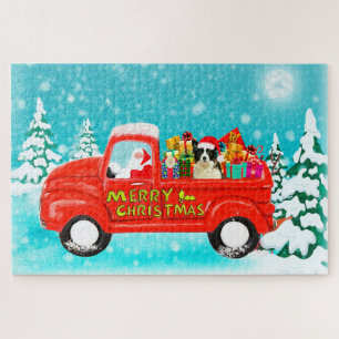 Border Collie Hund Weihnachten Santa Lieferwagen