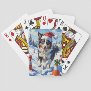 Border Collie Hund Weihnachten Schnee Agility Spaß Spielkarten