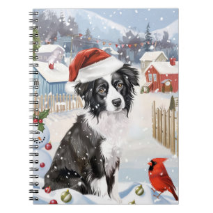 Border Collie Hund Winter Wonderland Weihnachtsfre Notizblock